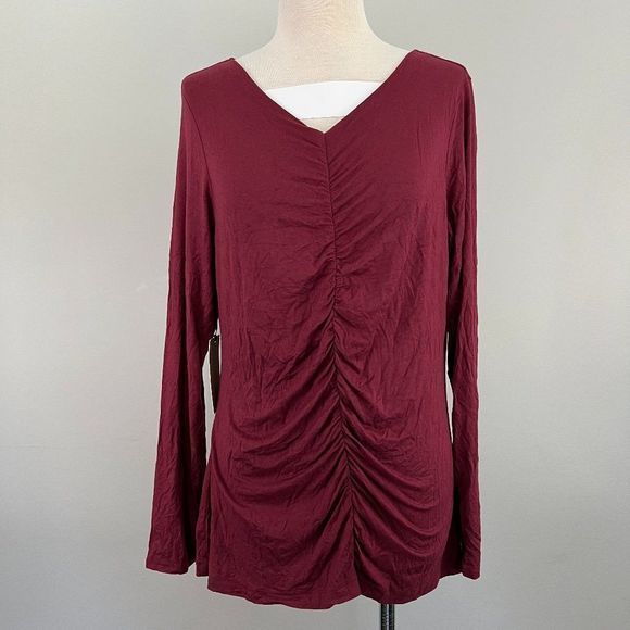 NWT HALOGEN Red Cordovan Long Sleeve V Neck Shirt (L)‎ - Picture 2 of 7